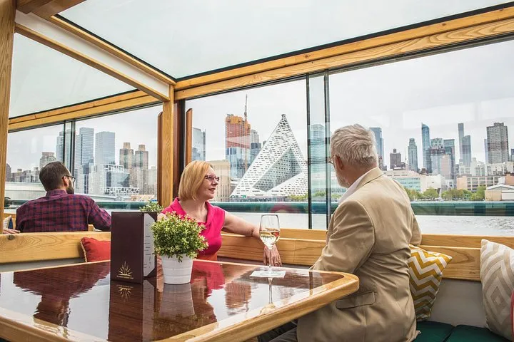 Classic yacht on the Hudson on a New York architecture boat tour themed on climate and sustainable design