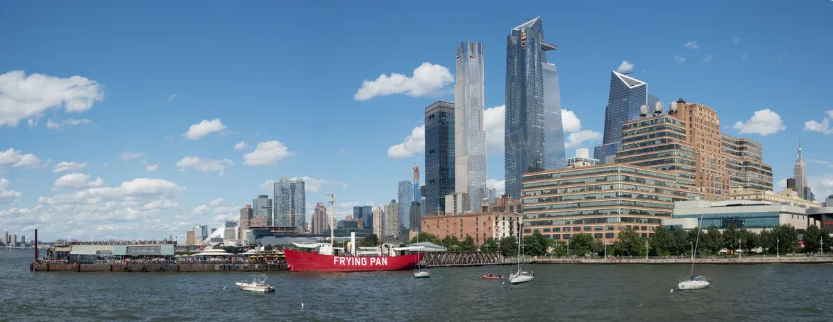 Hudson Yards towers seen from the Hudson River on a New York architecture boat tour