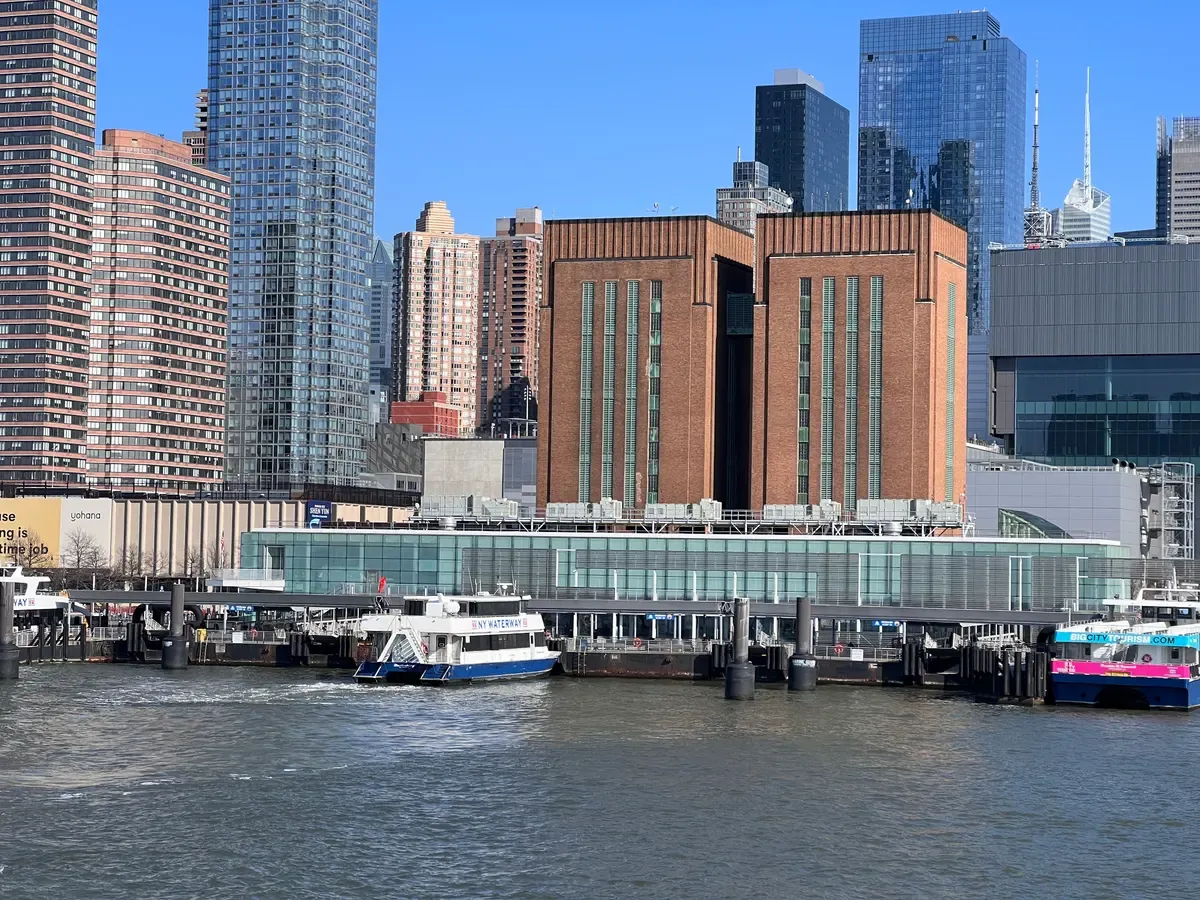 West Midtown Ferry Terminal seen from the Hudson, where an architecture boat tour in New York can start